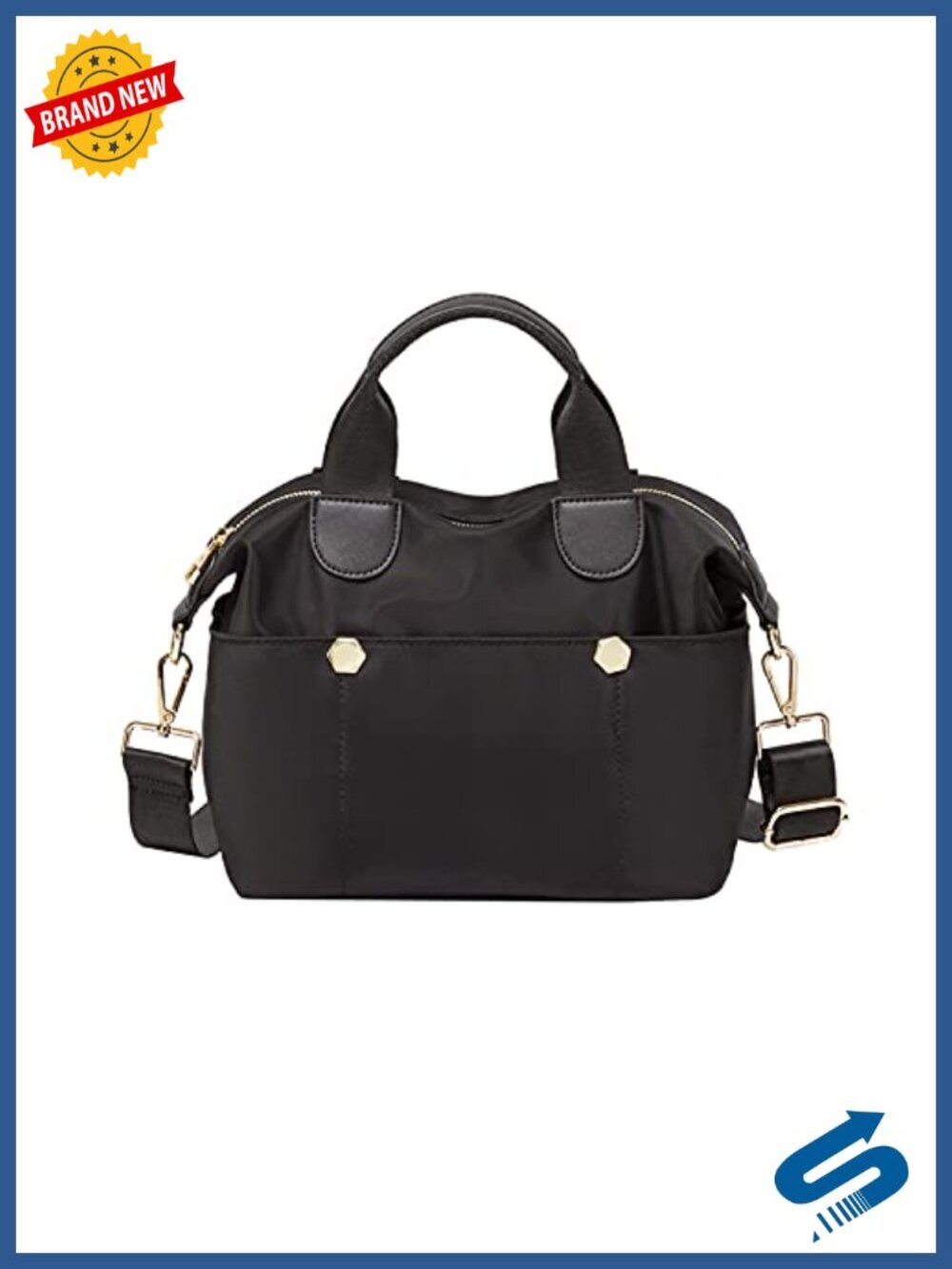Multifunctional Nylon Crossbody Bag with Two Straps, Messenger Shoulder Handbag